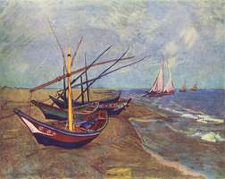 Barques sur la plage des Saintes-Maries-de-la-Mer - Vincent van Gogh, juin 1888